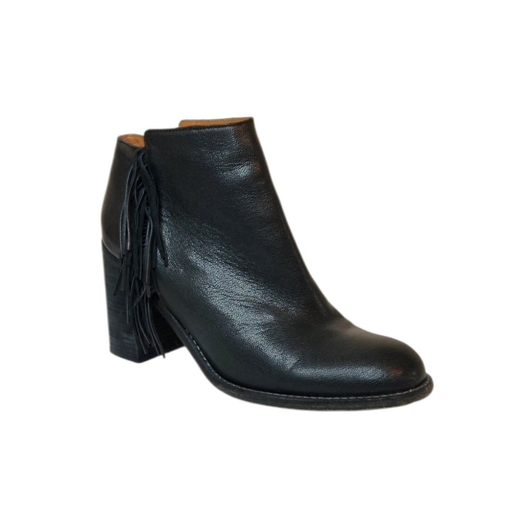 See By Chloe Black Leather Fringe Heeled Western Boot Size EU 39